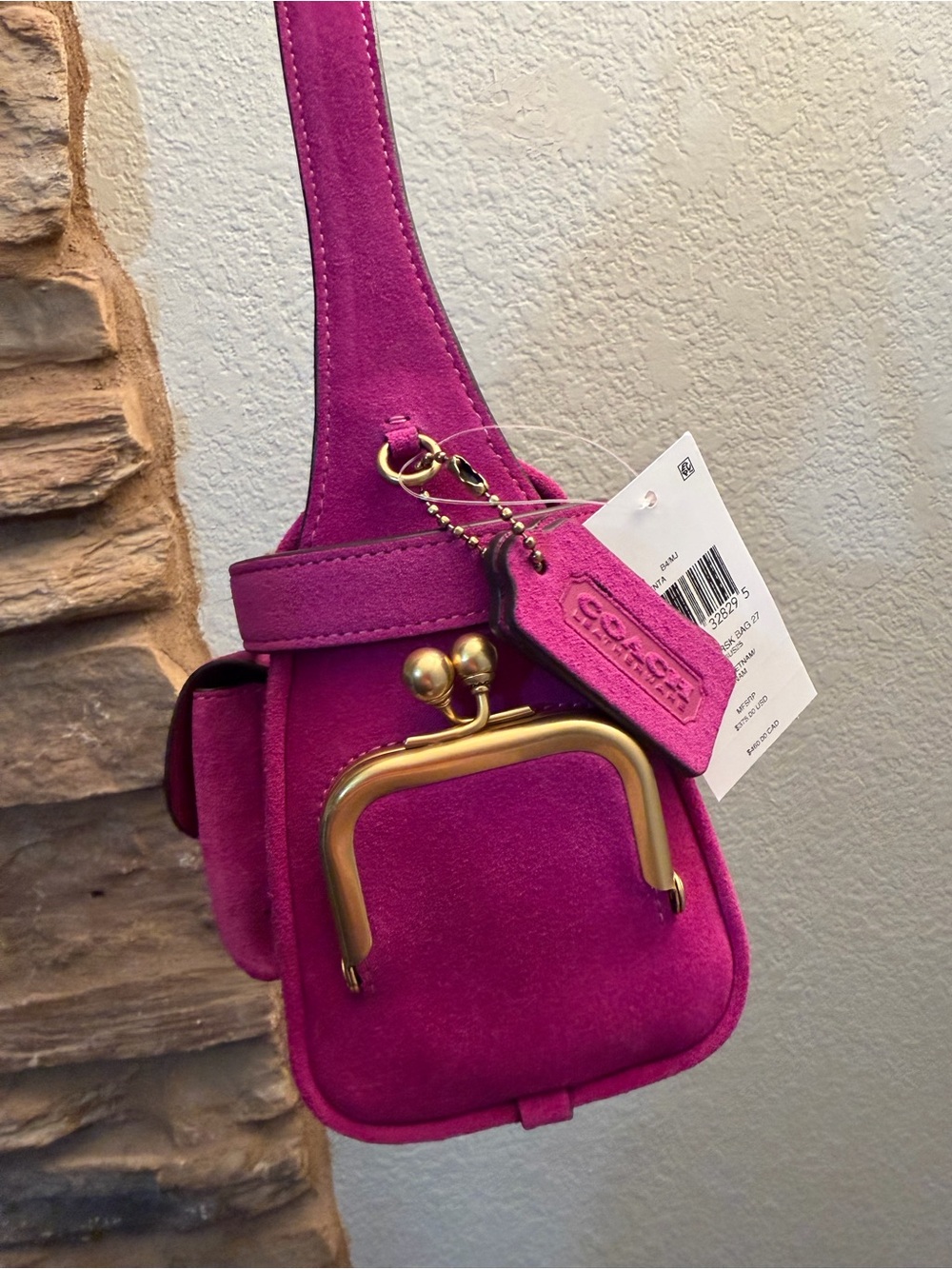 NWT Coach Magenta Suede Turnlock Haversack 27 - Picture 5 of 8